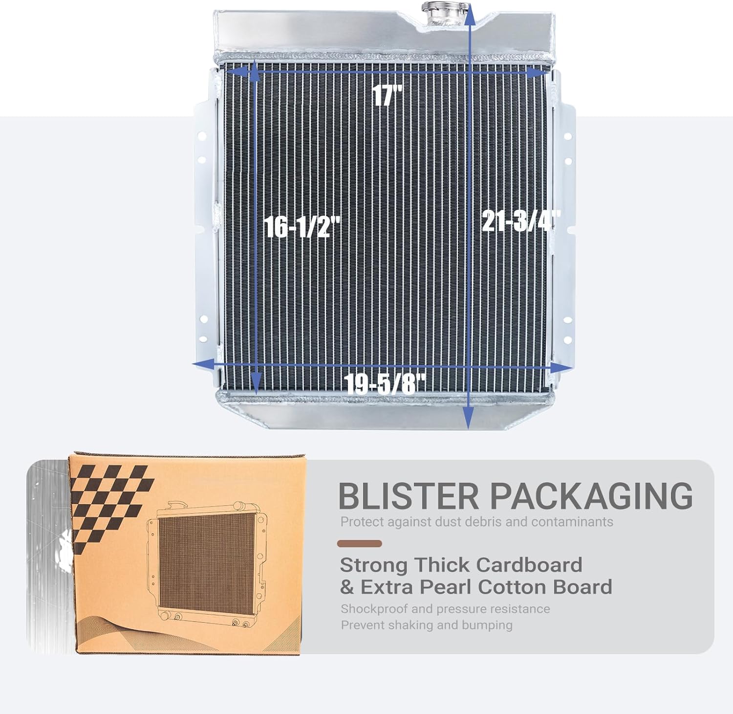 3 Row Aluminum Radiator Compatible With For 60-65 Ford Falcon Ranchero, 65-66 Ford Mustang 61-65 Mercury Comet V8 all Aluminum Radiador for 60-66 automotive replacement engine radiators CC251