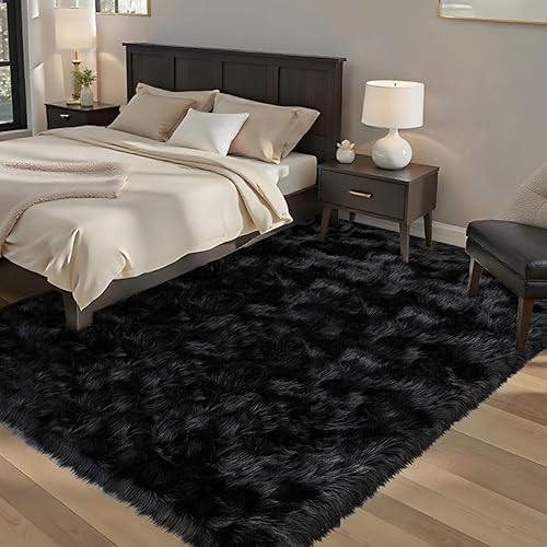 Miniatura 56 de Latepis - Tapete de cuero sintético de oveja, esponjoso, lavable, bonita decoración de habitación, redondo, de 6 pies, color blanco, para la sala