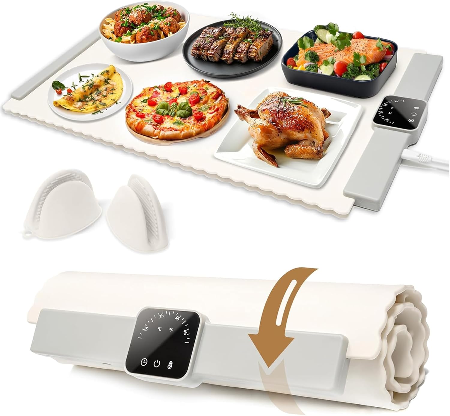 Electric Food Warming Mat – 24×16” Buffet Tray with Timer & Temp Settings