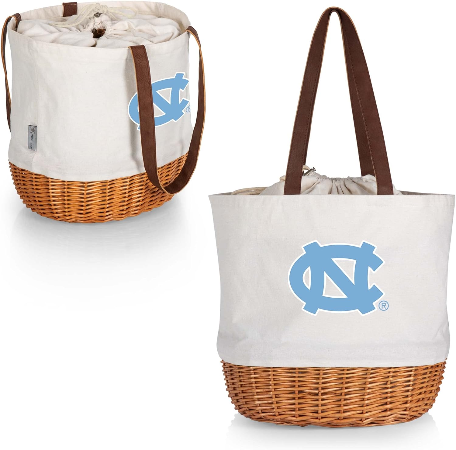 PICNIC TIME NCAA Purdue Boilermakers Coronado Canvas and Willow Basket Tote, Picnic Tote Bag, Beach Tote, (Beige Canvas)