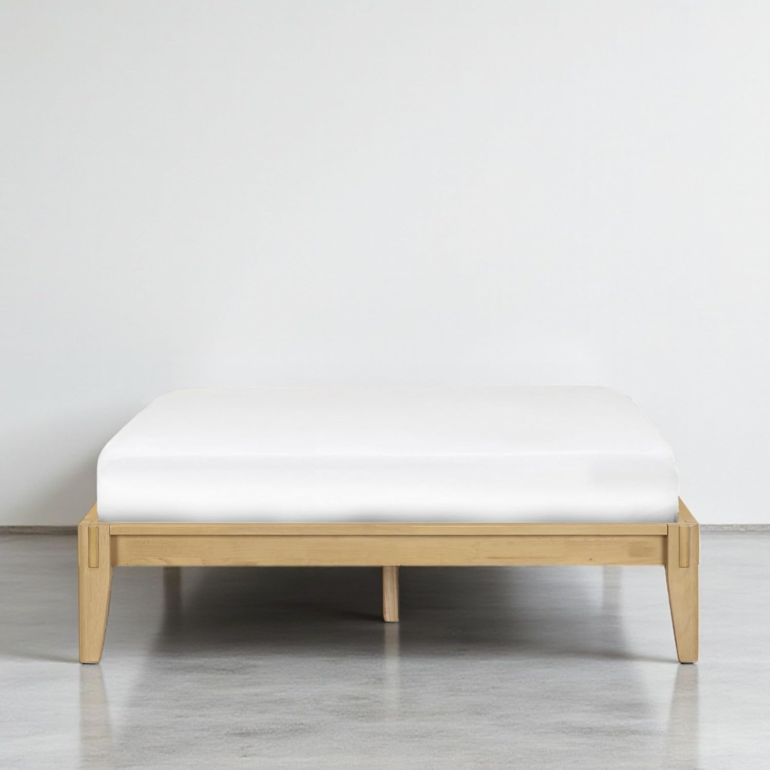 NTC Sapa Solid Wood Platform Bed Frame – Minimalist, Japanese Joinery, No Box Spring Needed, Silent Slats, Easy Assembly – Queen – Sand