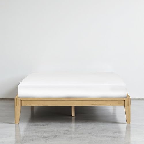 NTC Sapa - Marco de cama con plataforma de madera maciza, minimalista, carpintería japonesa, no necesita somier, listones silenciosos, fácil