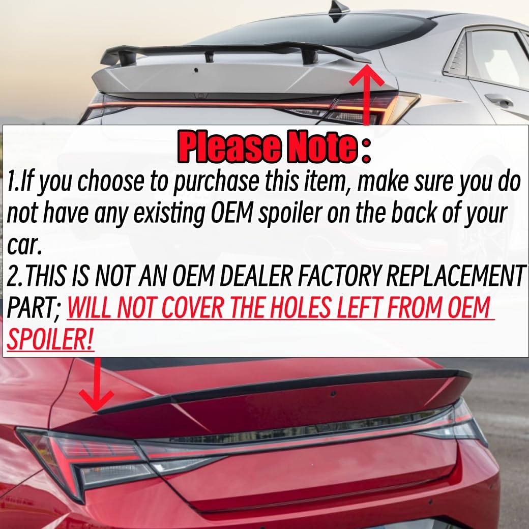 Rear Trunk Spoiler Wing Fit for Hyundai Elantra 2021-2026 SE/SEL/Limited/Blue, Gloss Black N-Line Style Decklid Lip Exterior Accessories