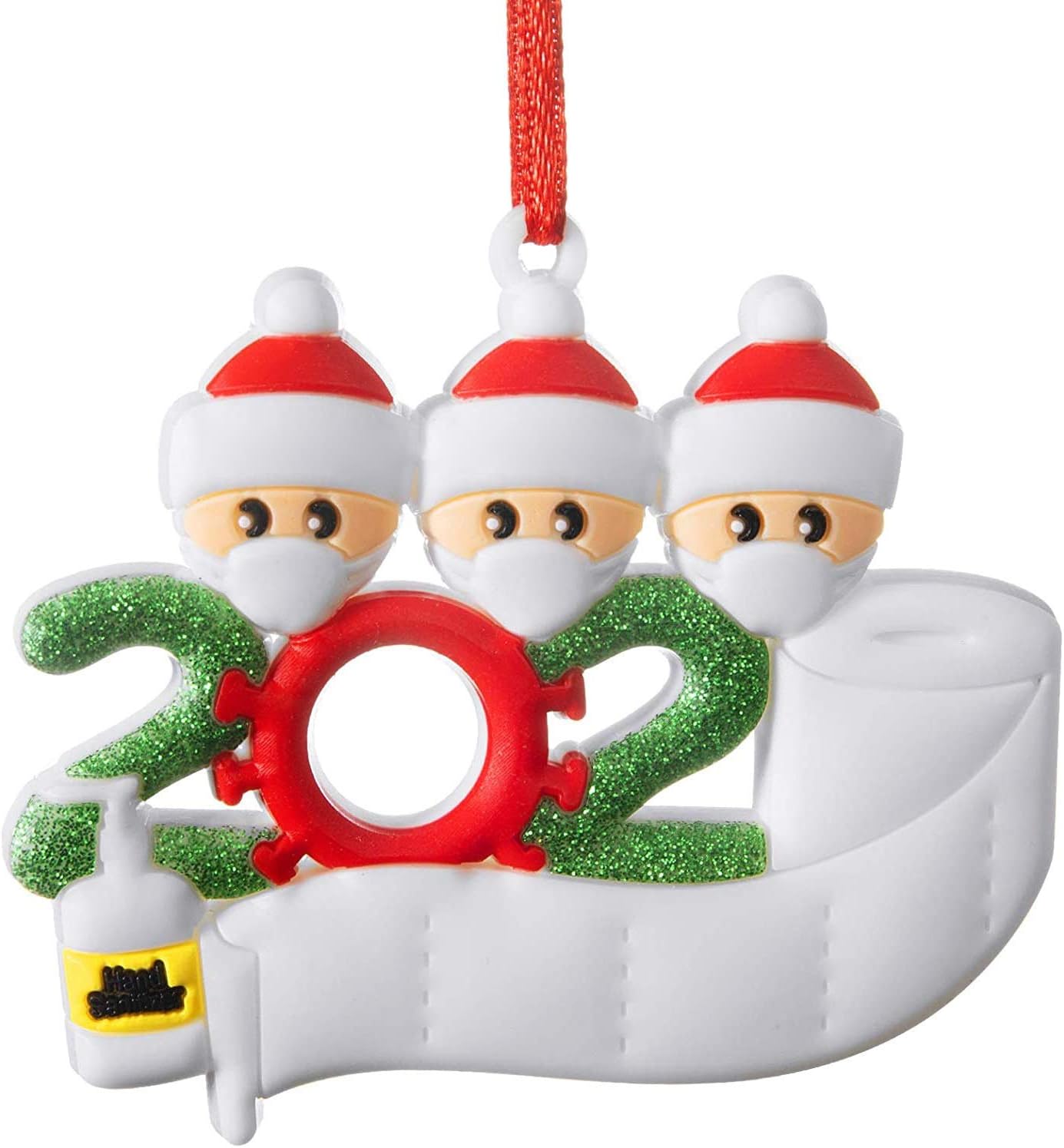 YZHI Quarantine Christmas Ornament 2021 Decorating Kit Christmas Tree Decorations Personalized Xmas Gifts for Family (3 People)