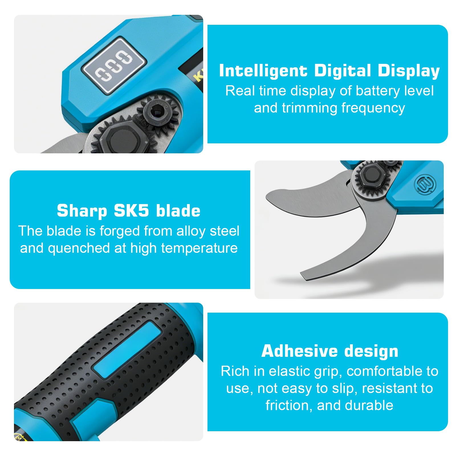 Coupe-branches sans fil pour Makita 18 V, sécateur électrique, scie à élaguer électrique, diamètre de coupe maximal de 25 mm, avec écran LCD, pour branches, arbustes, troncs