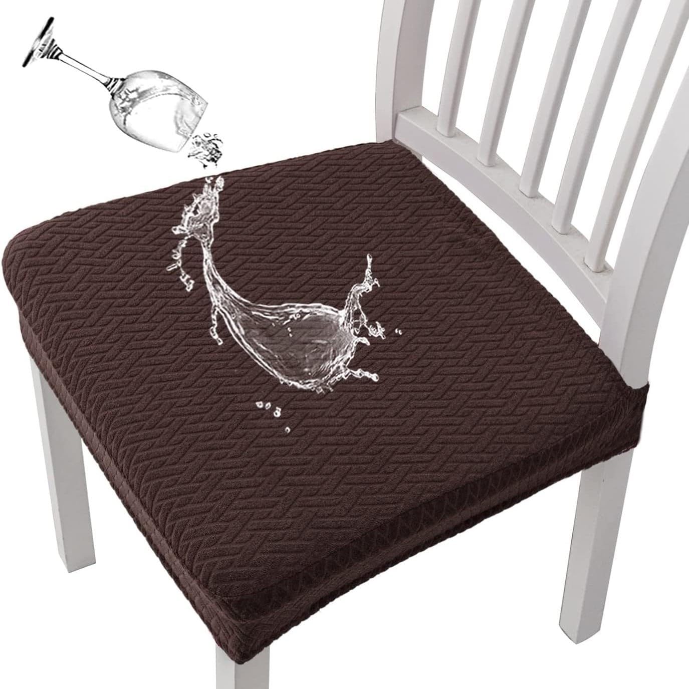 Stuhlhussen Kaffee Stuhlbezug Sitzfläche Spandex Stretch-Sitzbezug Stuhl,Abnehmbar und Waschbar,Küche Stuhlbezüge Esszimmer Stuhl Überzug Stuhl Bezug Hochzeit