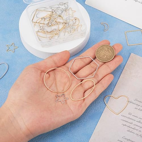 Vista 121 de FASHEWELRY Anillos de acero inoxidable 70cs con eslabones de corazón, 4 tamaños, de metal con forma de corazón, bisel abierto, conectores