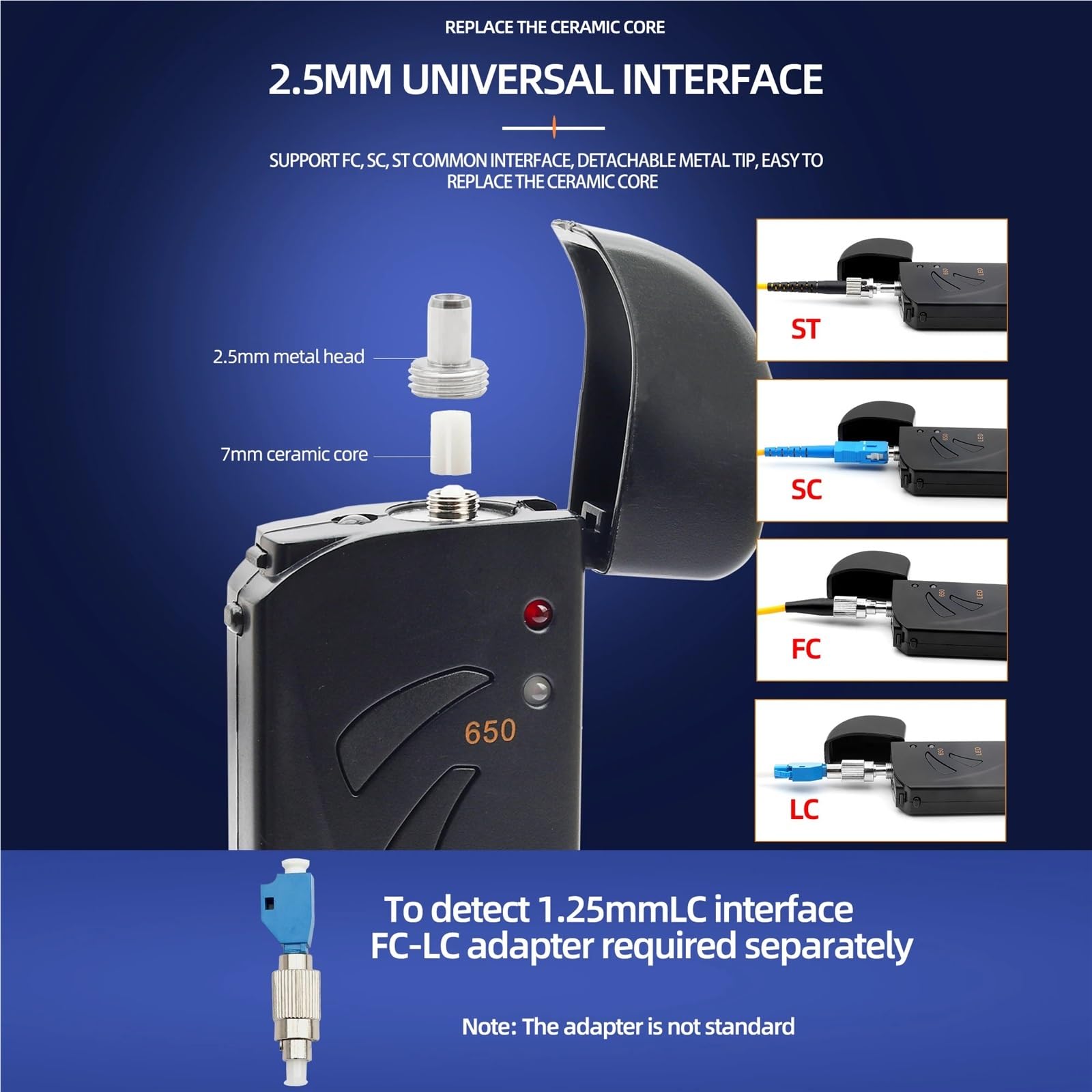 Testeur de Fibre Optique, Détecteur De Défauts FTTH Avec Mini Coque Et Localisateur Visuel, Câbles VLF 5-30 MW,pour Câbles(Alkaline battery 5mW)