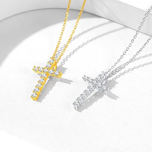 Miniatura 6 de ChicSilver Collar con cruz de plata de ley 925 para mujer, collar con colgante de cruz pequeña para joyas delicadas y simples para el día a día