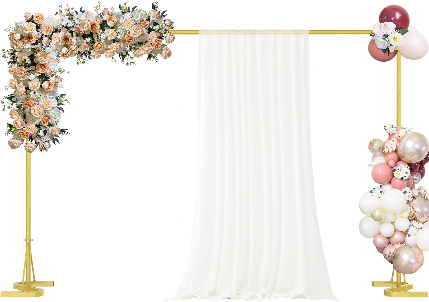 Backdrop Stand,10x7Ft Photo Backdrop Stand Photo Video Studio,Heavy Duty Square Metal Balloon Arch for Parties Wedding Photography Baby Shower Festival Decoration,Gold