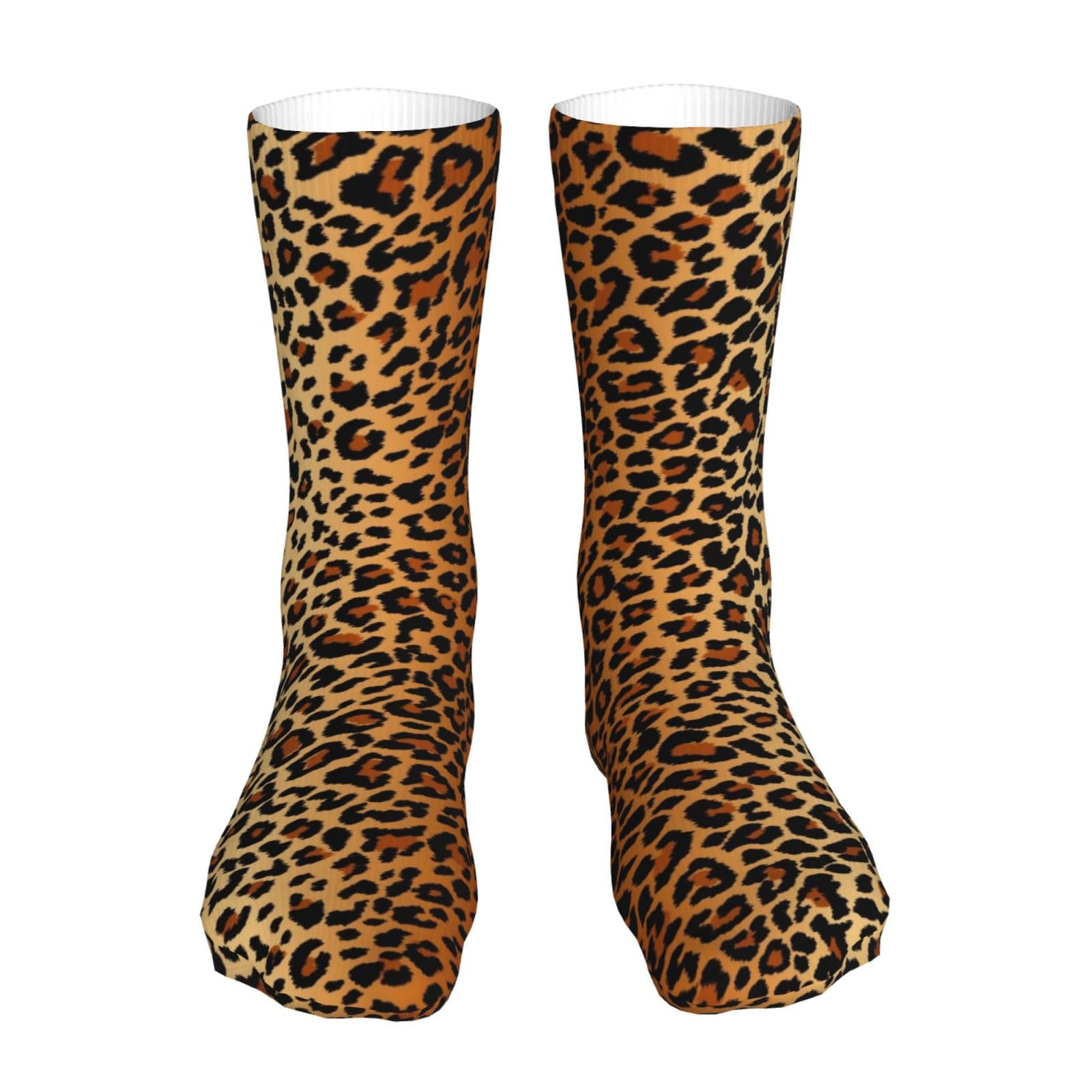 QZXHHD Leopard Print Mid Tube Calf Socks Fashion Casual Sports Stockings For Man Women