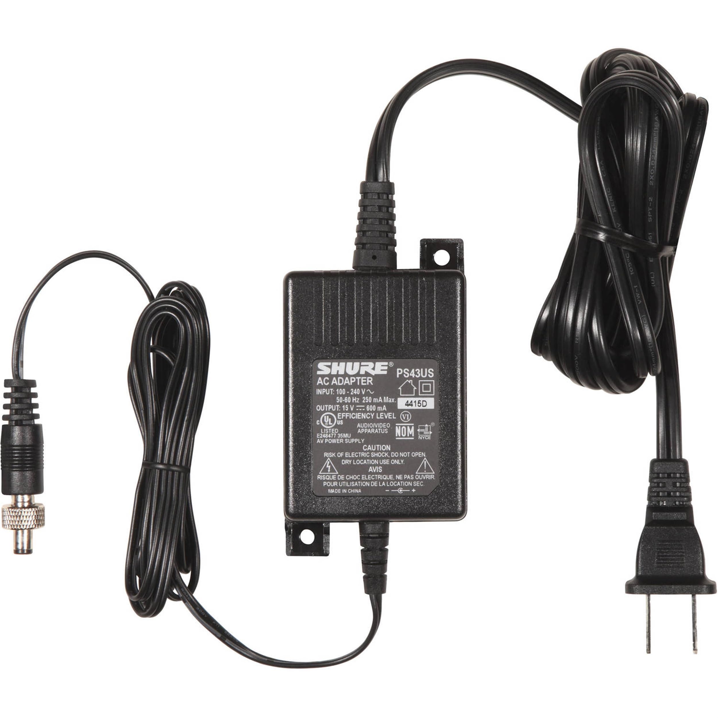 Shure PS43US In-Line Power Supply for GLX4 &amp; ULX4 Receivers