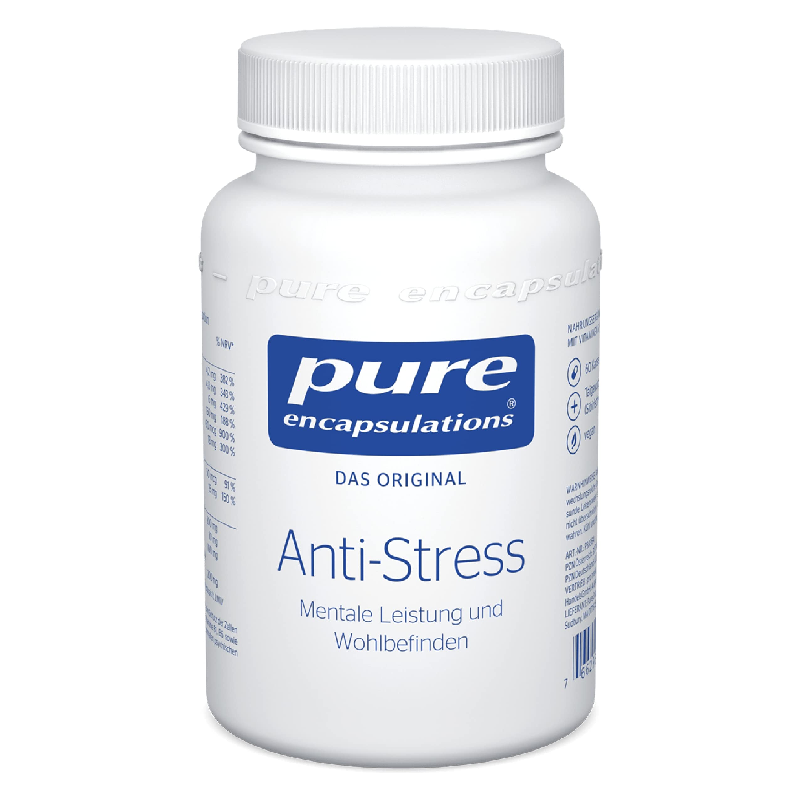 Pure Encapsulations - Anti-Stress - Mikronährstoffe für eine ausgeglichene Psyche - Mit B-Vitaminen, Vitamin C, Zink und Selen - 60 Kapseln