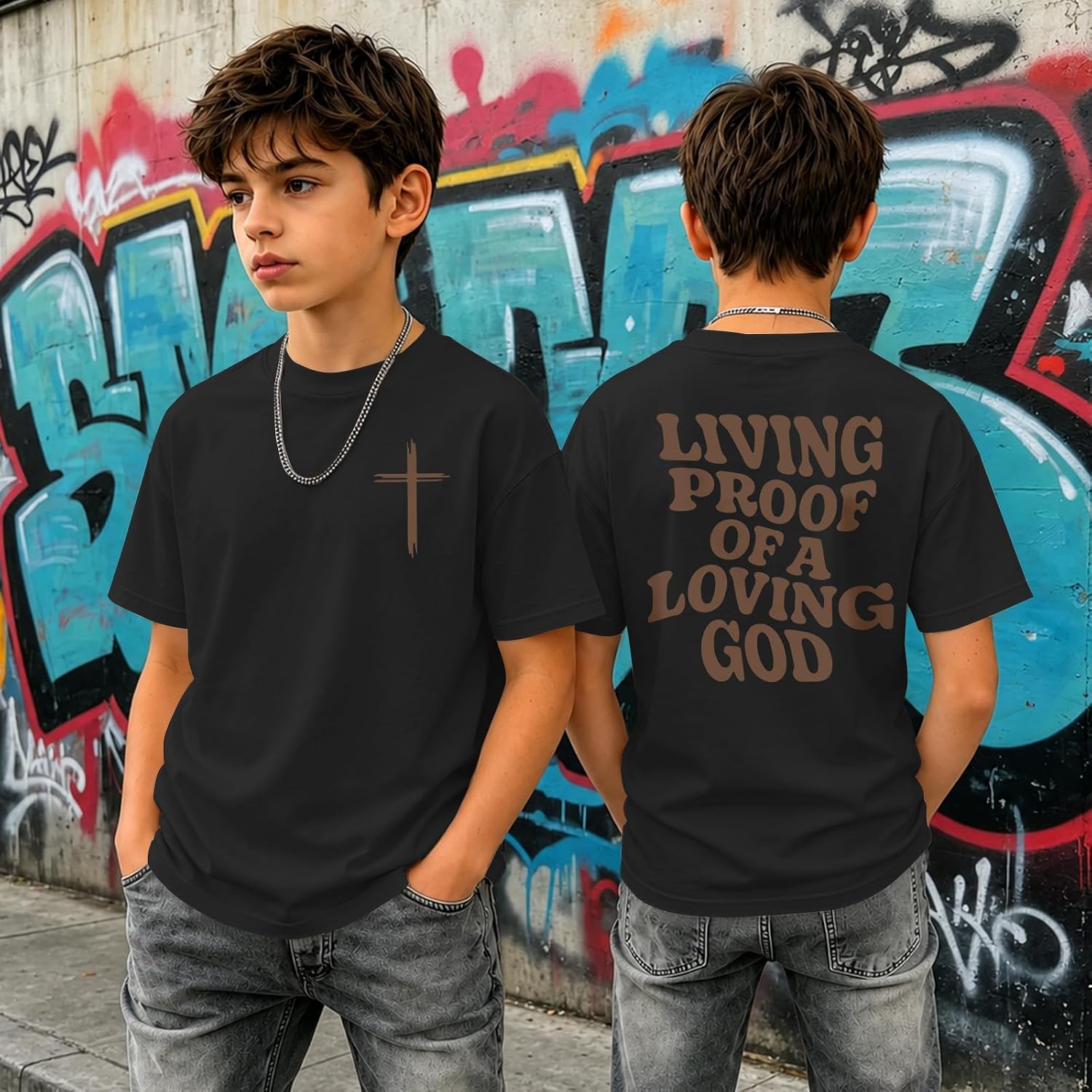 KEEVICI Boys Christian Graphic Tees Cross Jesus God Religious Shirts for Kids Faith Bible Verse Cotton Inspirational T Shirt