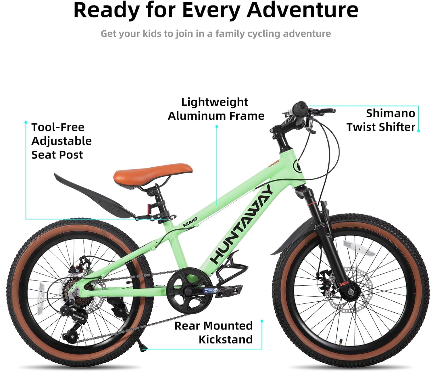 KEANO Huntaway 20 24 Inch Kids Bike for Boys & Girls Ages 7-12 Years Hardtail Mountain Bike for Kids with Aluminum Frame and 7-Speed Drivetrain Children Bicycle