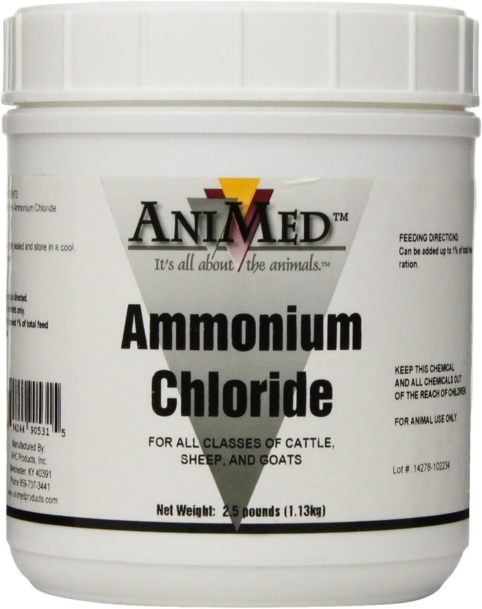 AniMed (One Size) - Powder 99.9-Percent Ammonium Chloride for Horses Dogs Cats Cows Sheep and Goats, 1.1kg