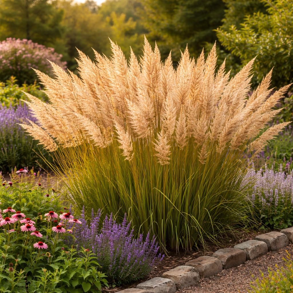 Feather Reed Grass Plug – Calamagrostis x acutiflora ‘Karl Foerster’ – Hardy Ornamental Perennial Grass – Tall Upright Plumes – Full Sun Garden Plant (5)