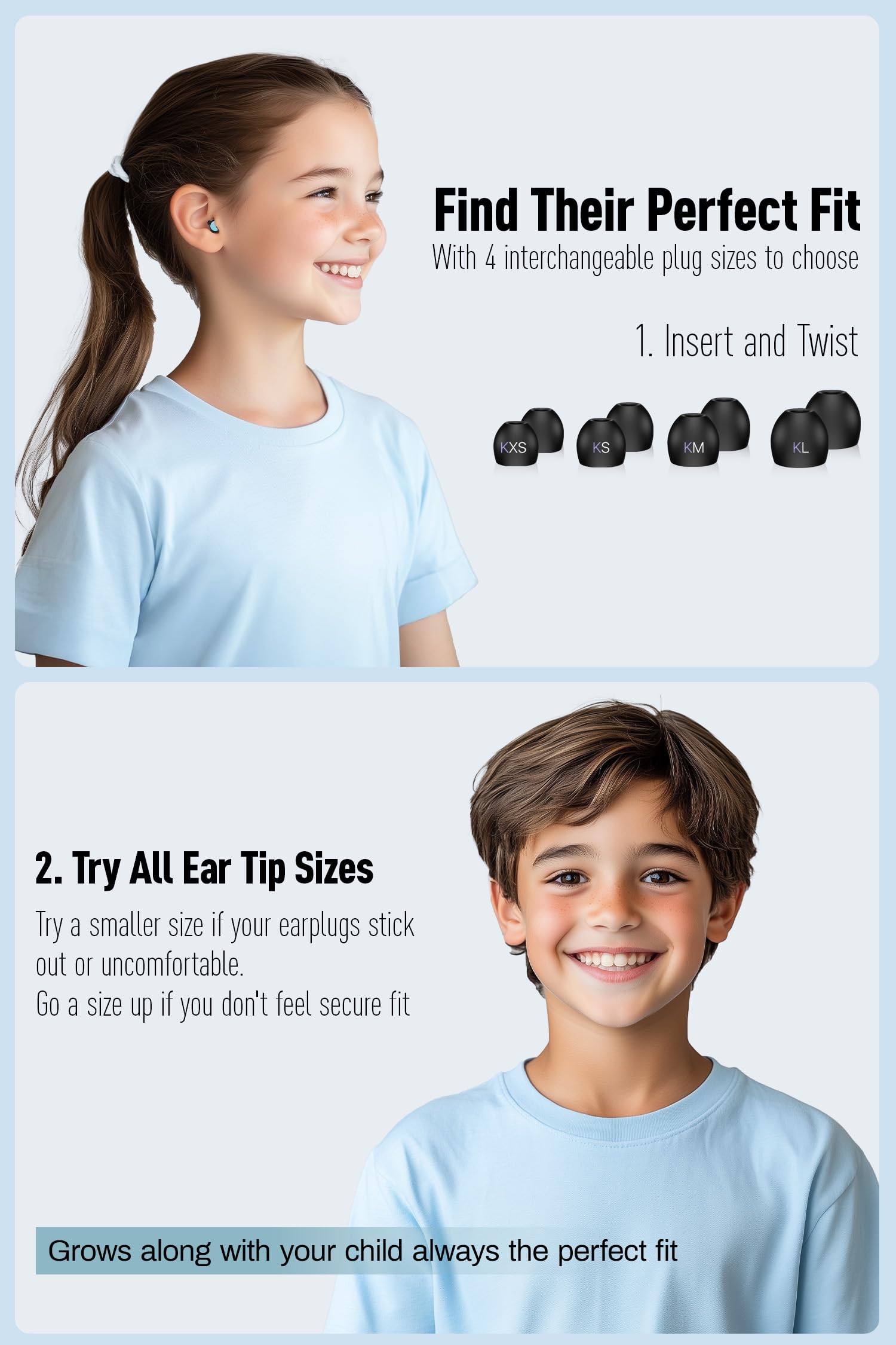 Bouchons d'oreilles réutilisables pour enfants (6 à 12 ans) avec cordon, protection auditive pour enfants, anti-bruit, pour la concentration, les voyages, les concerts, la socialisation, les