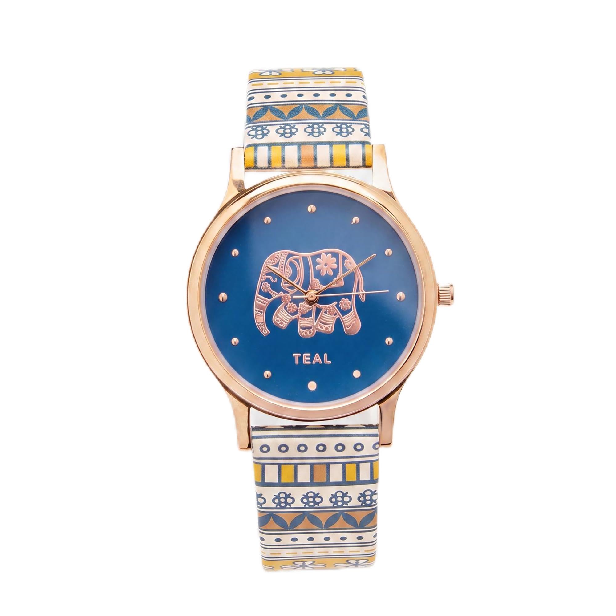 Round Dial Analog Watch for Women|Aztec Collection| Printed Vegan Leather Strap|Gifts for Women/Girls/Ladies |Stylish Fashion Watch for Casual/Work - Multi-image-31