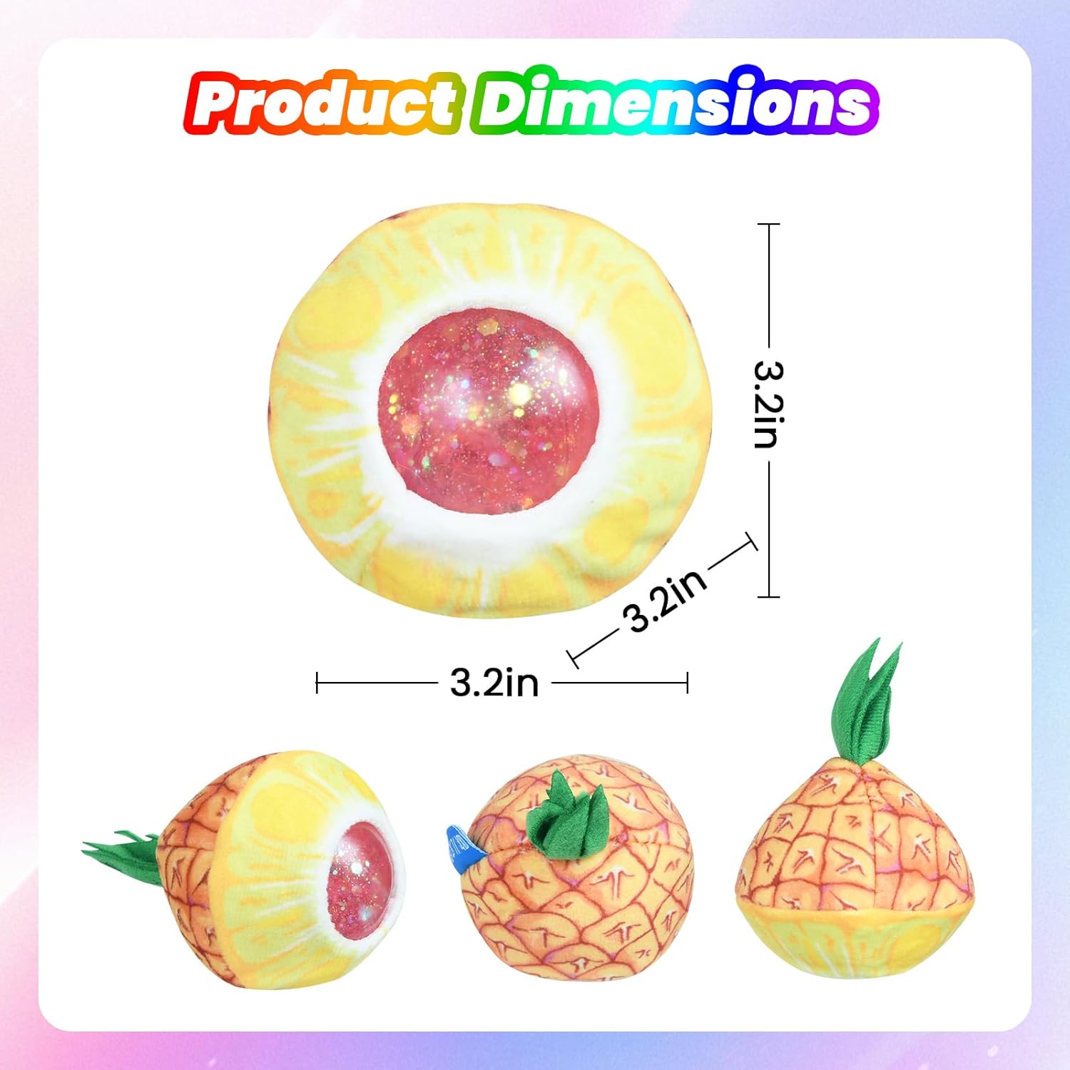 Stress Buster Stress Reliever for Adult Plushie Pinch Decompression Vent Ball Soft Beads -Squeeze Squishy Ball with Plushie Cover (Pineapple&Flower&Troubled Bird)