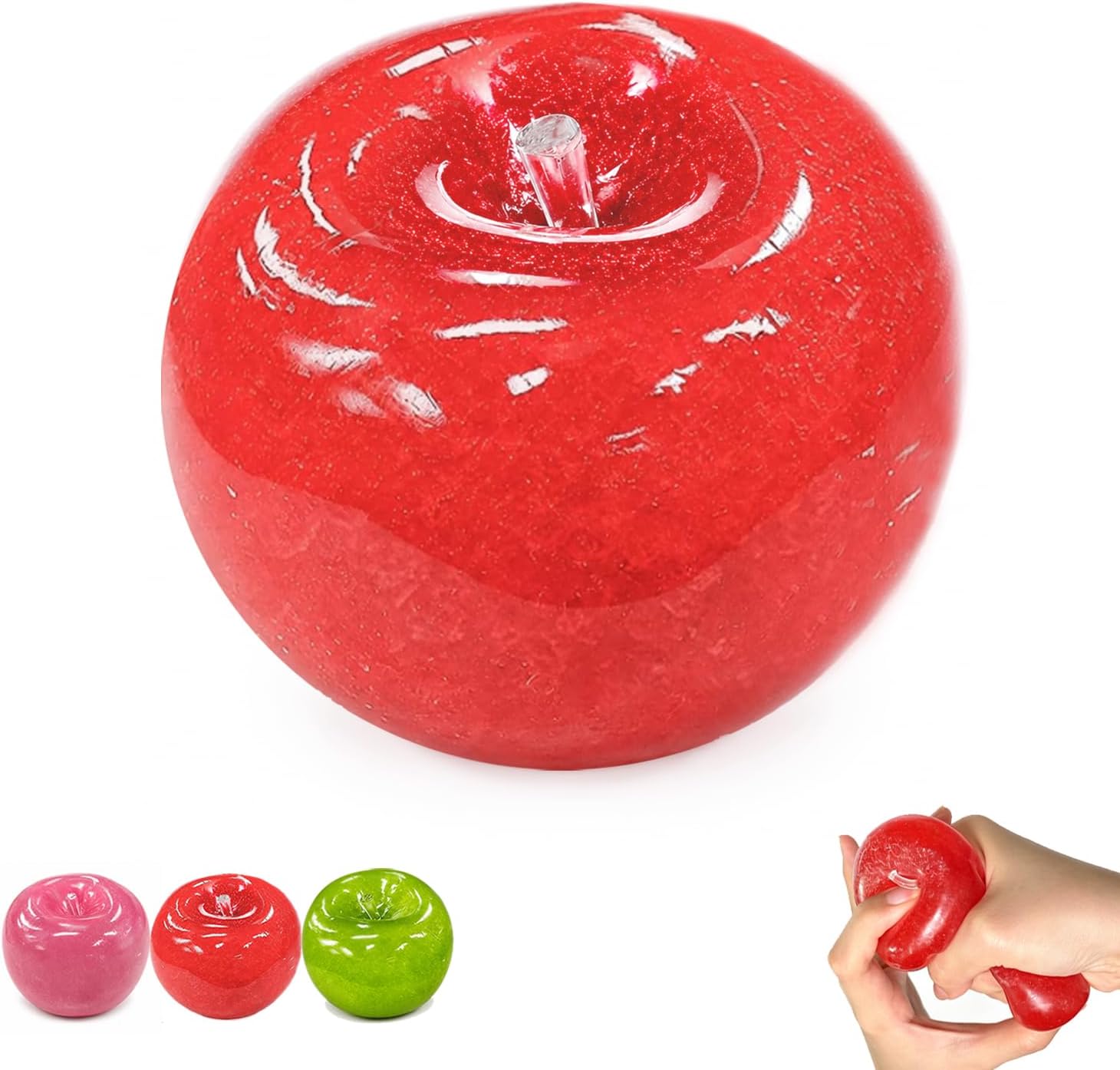 Slush Apple Squishy,Clear Squishys Apple Stress Ball,Portable Design, Soft Texture, Squeeze Relaxing Fidget Relaxing Fidget for Adults (Green)