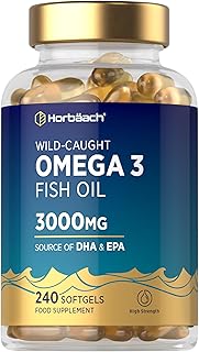 Omega 3 Capsules High Strength Fish Oil | 3000mg | 240 Count | Wild-Caught Fatty Acid Supplement Providing 432mg of EPA and 288mg of DHA | by Horbaach