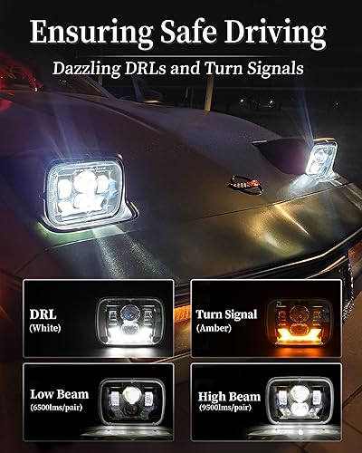 Miniatura 6 de HWSTAR Faros delanteros LED H6054 5x7 7x6 de 180 W, 1000% brillantes, compatibles con Jeep Cherokee, XJ, Wrangler, YJ, Emark DOT, antirreflejo