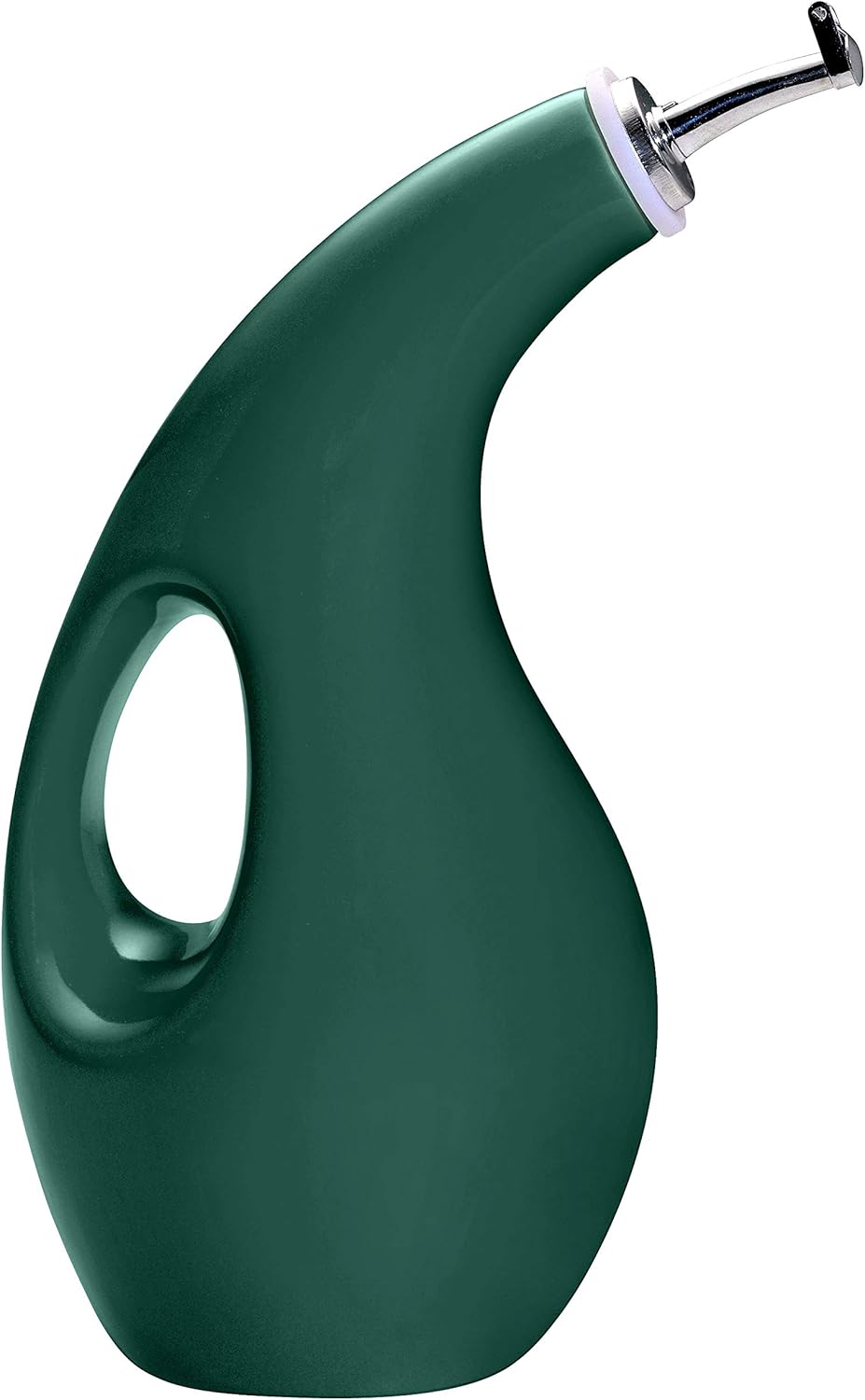 Rachael Ray Solid Glaze Ceramics EVOO Olive Oil Bottle Dispenser with Spout - 24 Ounce, Dark Green (Dark Green) Thumbnail
