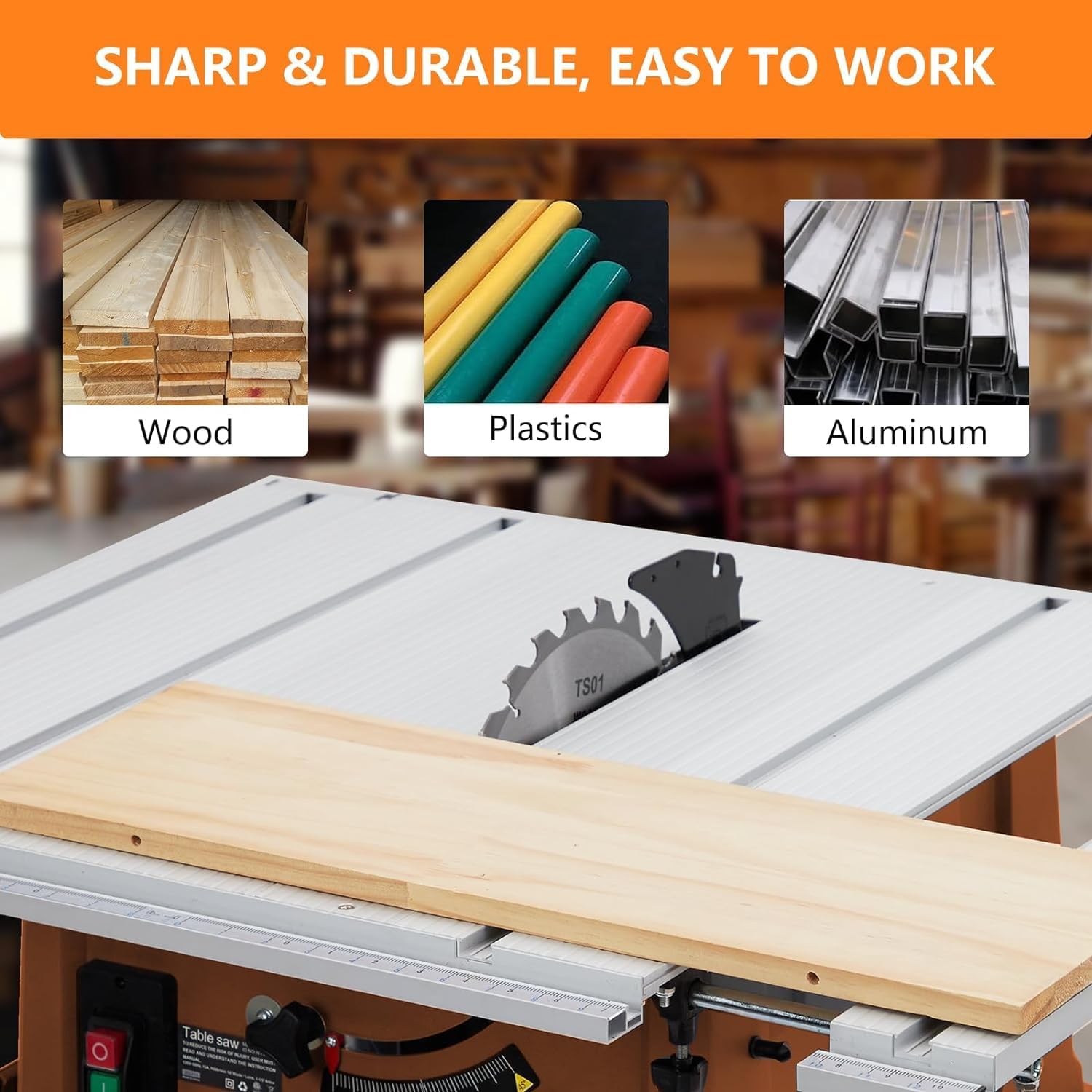 GAOMON Table Saw 10 Inch, 15 Amp 5000RPM Powerful Tablesaw With Stand & Protective Cover, 36 X 25 Inch Tabletop Saw 90° Cross Cut & 0-45° Bevel Cut, Adjustable Depth, for Woodwork