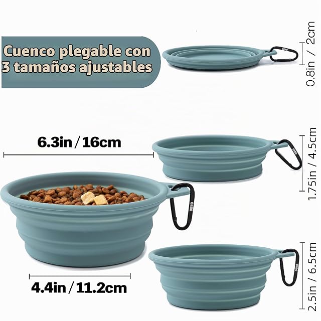 Foto 2 de 8 de OHMO Comedero para Perros y Gatos,Bebedero Perro Portatil,Cuenco de Viaje de Silicona para Mascotas,Plegable