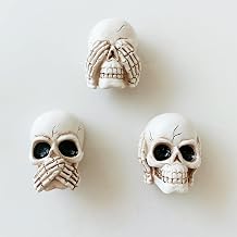3 Pcs Skull Skeleton Cabinets Knobs, Single Hole Pull Handle for Drawer Wardrobes Bookcases Dresser Closets Hardware Furniture Decoration, Halloween Home Decor Retro White - 3 Pcs Skull
