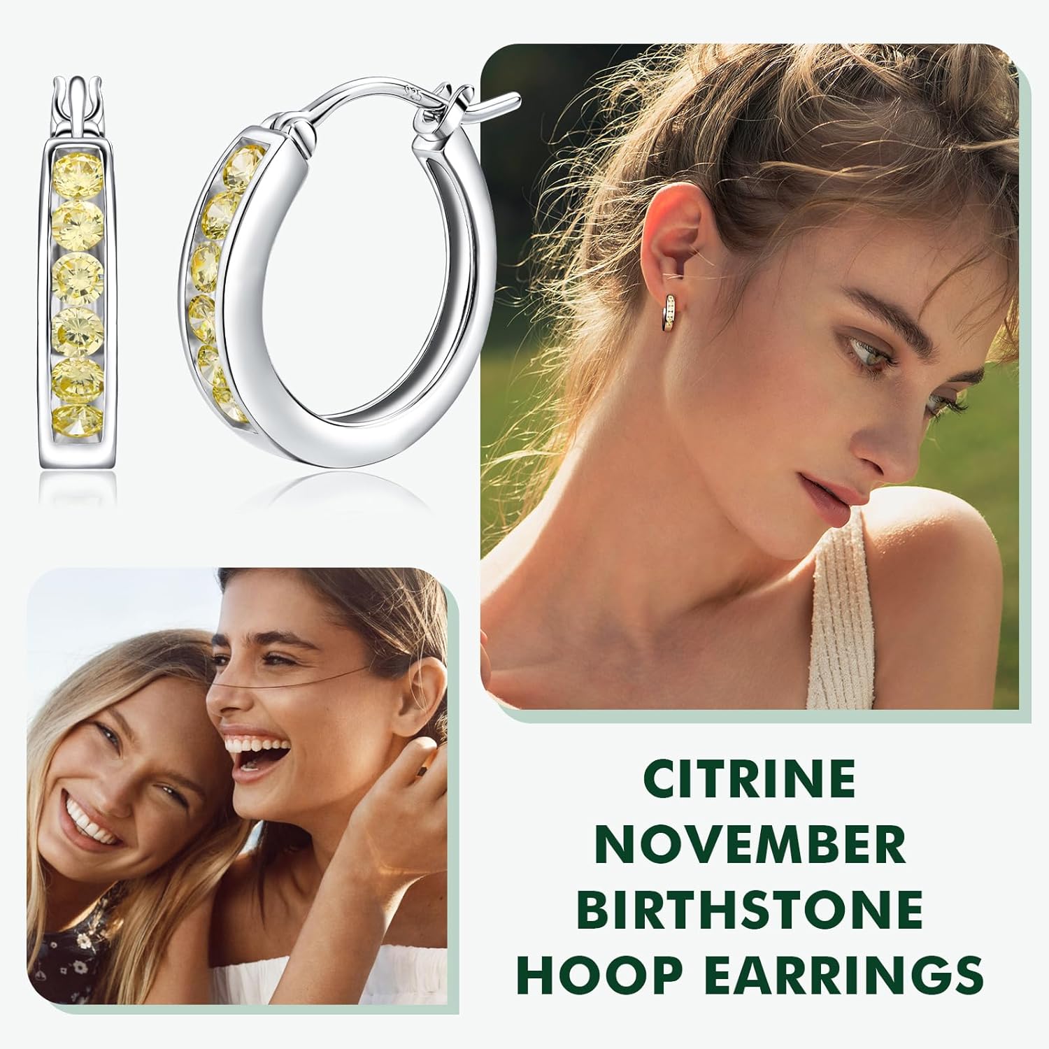 Small Hoop Earrings for Women Sterling Silver/14K Gold Plated 18mm Thick Huggie Hoop Earring Annivesary Wedding Jewelry Channel Set Birthstone Earrings