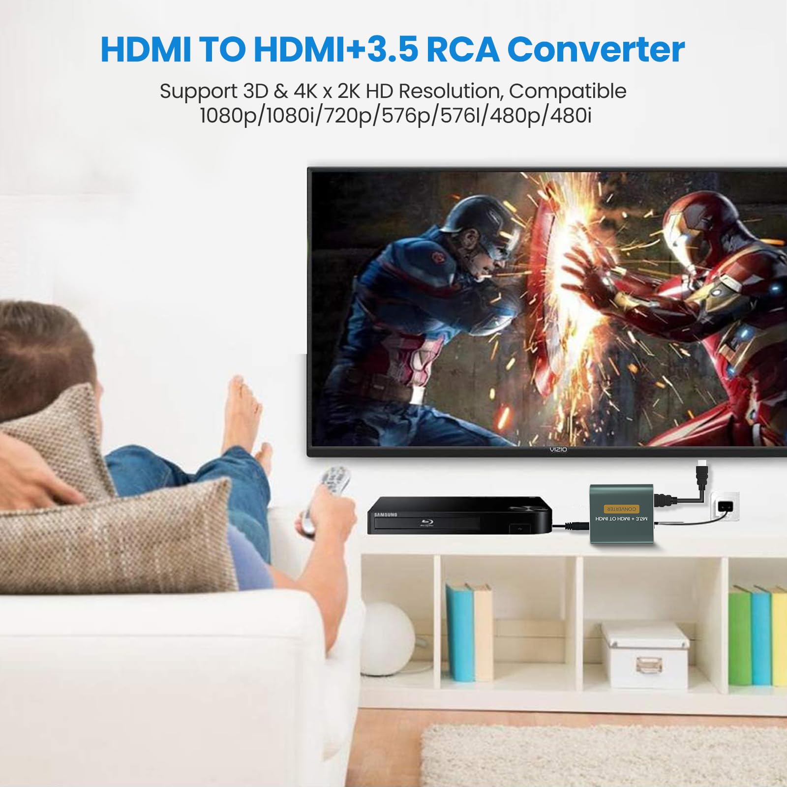 Extracteur HDMI Audio 4Kx2K HDMI vers Jack 3.5mm pour PS4 PS5 Xbox Blu-ray DVD