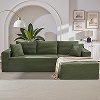 Vista 28 de Sofá seccional Cloud de 96 pulgadas, moderno sofá modular con asiento profundo, sofás de pana sin hueso con diván en forma de L para sala de estar