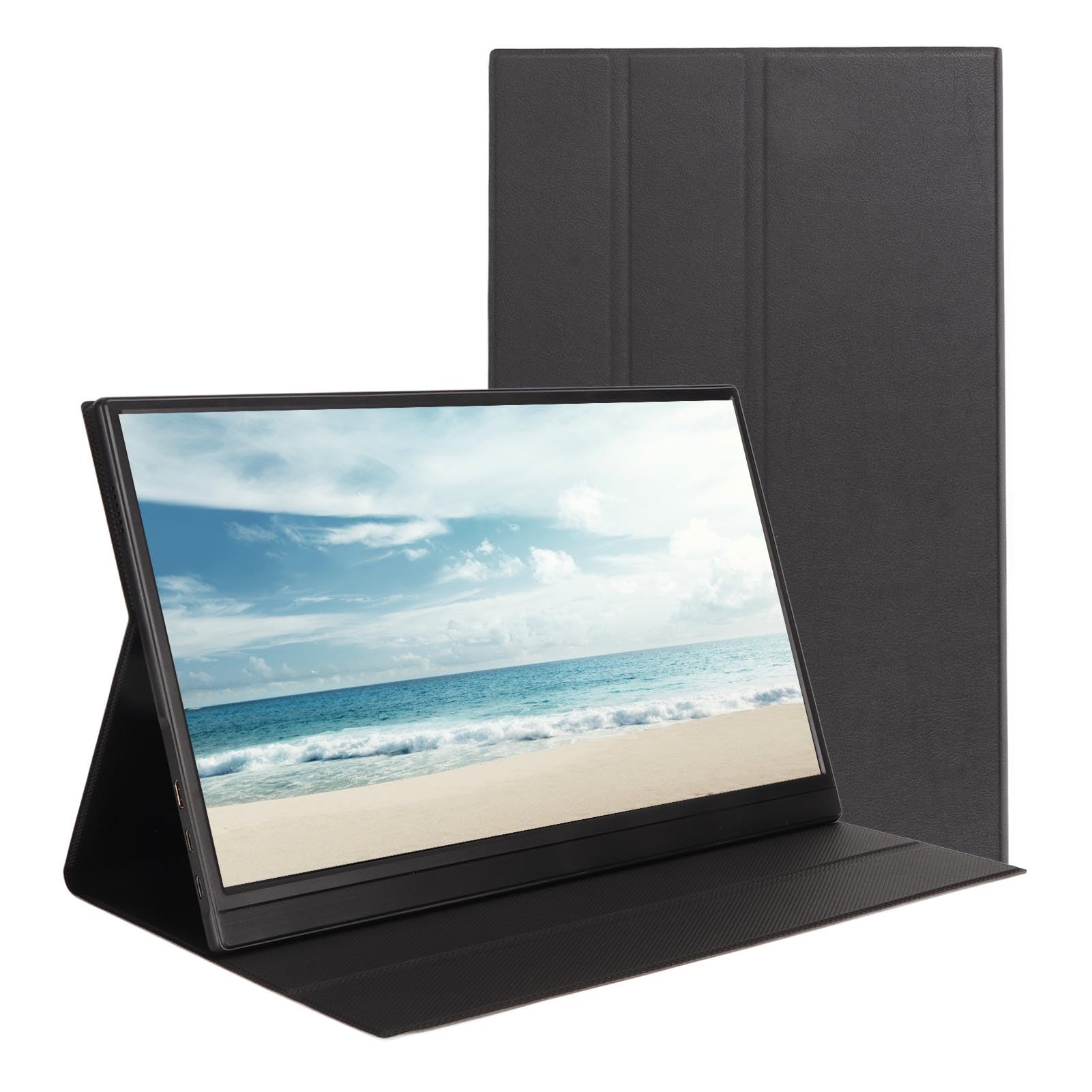 Annadue Tragbarer, 15,6 Zoll HD IPS Laptop Bildschirmverlängerung mit Schutzhülle, Gaming mit Dual Lautsprecher fürSeries X S für PS5 für Switch (EU-Stecker)