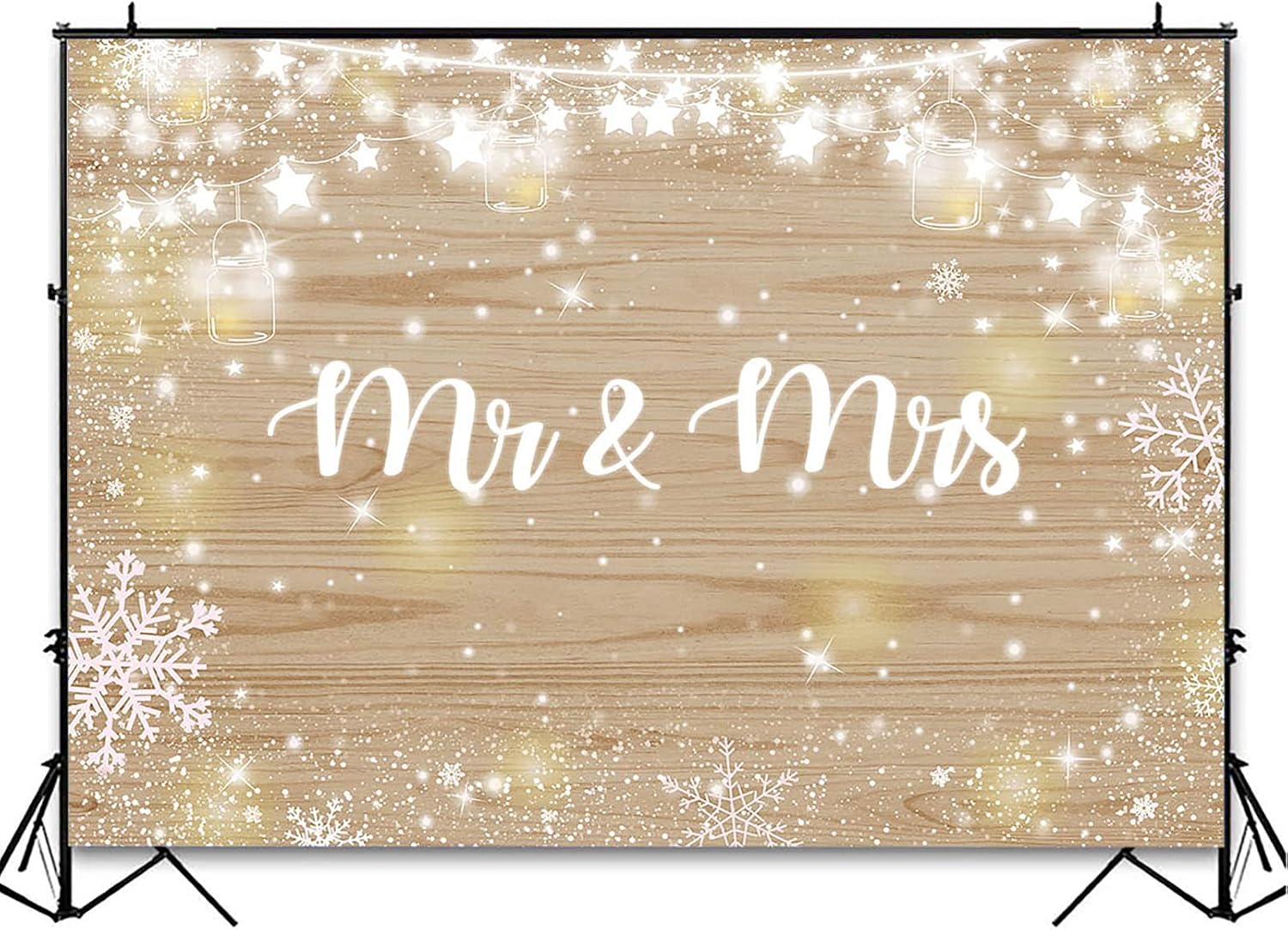 Avezano Mr & Mrs Backdrop for Bridal Shower Decorations Winter Wedding Anniversary Engagement Bachelorette Party Photography Background Winter Snowflake Bridal Shower Photoshoot Photo Booth (7x5ft)