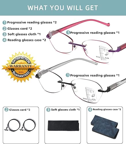 Miniatura 7 de SUNAMOY Lentes de lectura multifocal multifocales progresivos sin línea bifocal sin llanta lector luz azul lentes para computadora