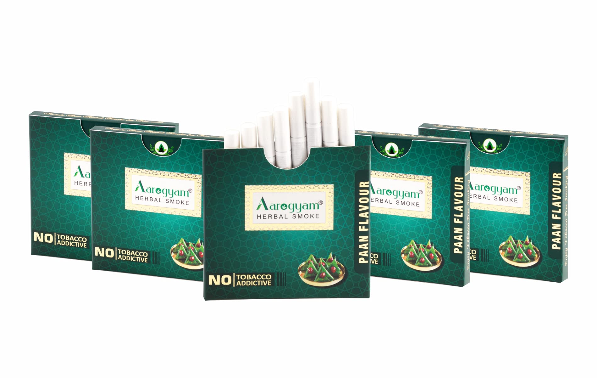 Tobacco & Nicotine Free Cigarette for Relieve Stress and Mood Enhance of Smokers - (10 Sticks in Each Packet) (PAAN MASALA FLAVOUR, 5 Packets)