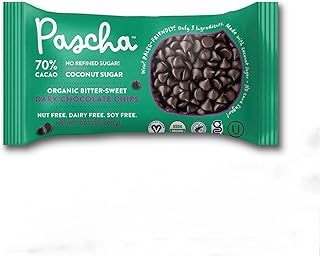 Pascha Organic 70% Cacao Baking Chips - Bittersweet Dark Chocolate with Coconut Sugar - Vegan, Non-GMO, Rainforest Alliance Certified - Allergen-Free (Pack of 8)