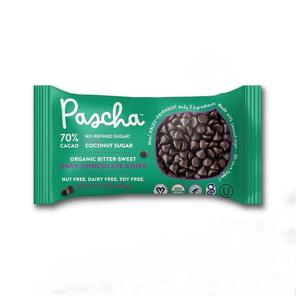 Pascha Organic Chocolate Baking Chips - Sugar Free - Caramel - Vegan, Keto-Friendly Baking Chips - Rainforest Alliance C