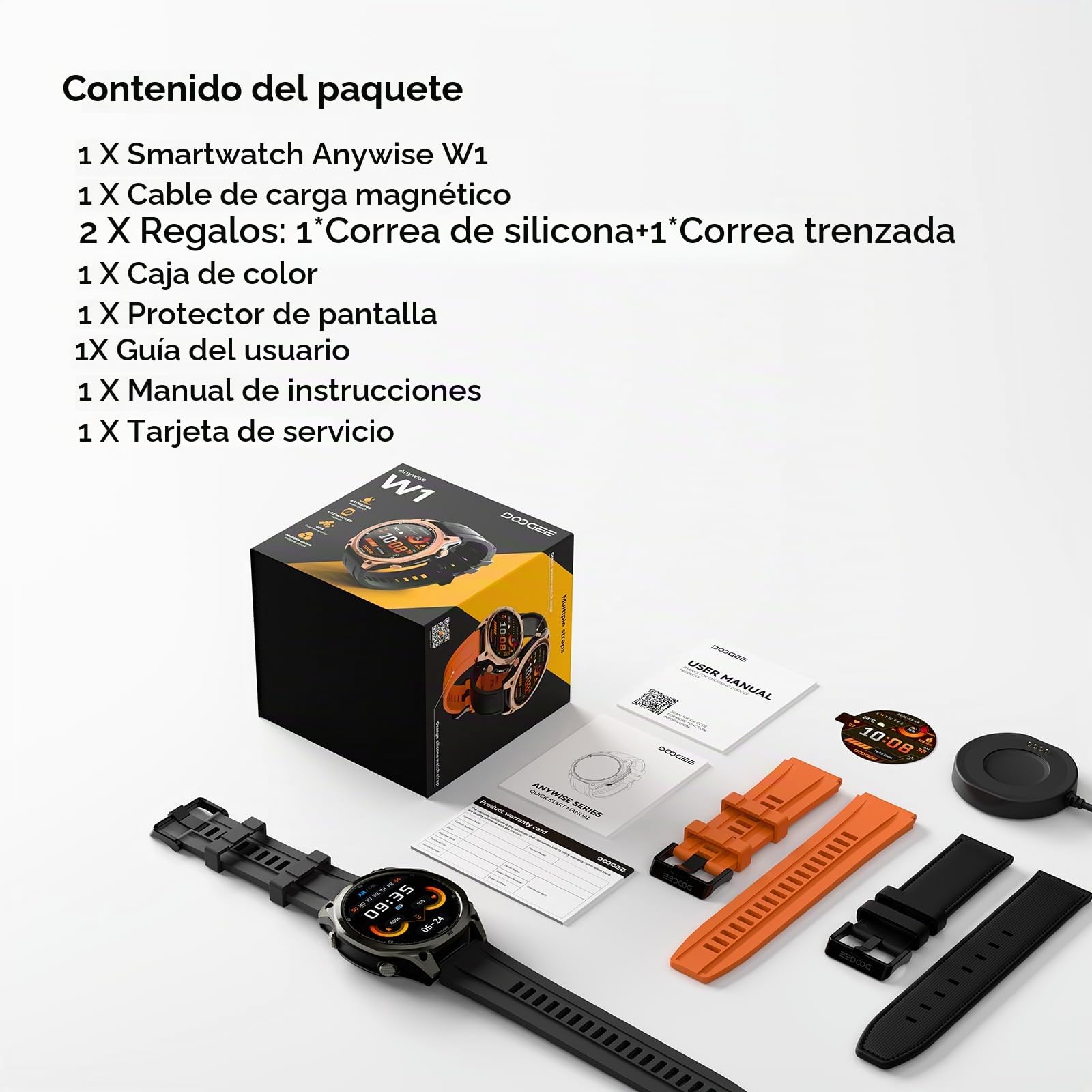 Anywise W1 - Reloj Inteligente GPS para Hombre, 6 Posiciones por satélite, rastreador de Fitness Impermeable a 50 m, Reloj Inteligente AI para Hombre de 1.43 Pulgadas Compatible con teléfono