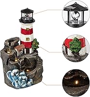 Vista 3 de Ferrisland Faro Gran Cascada Fuente al Aire Libre, Fuente de Agua Relajante Independiente, Fuente de Jardín para Patio Trasero, Cubierta, Decoración