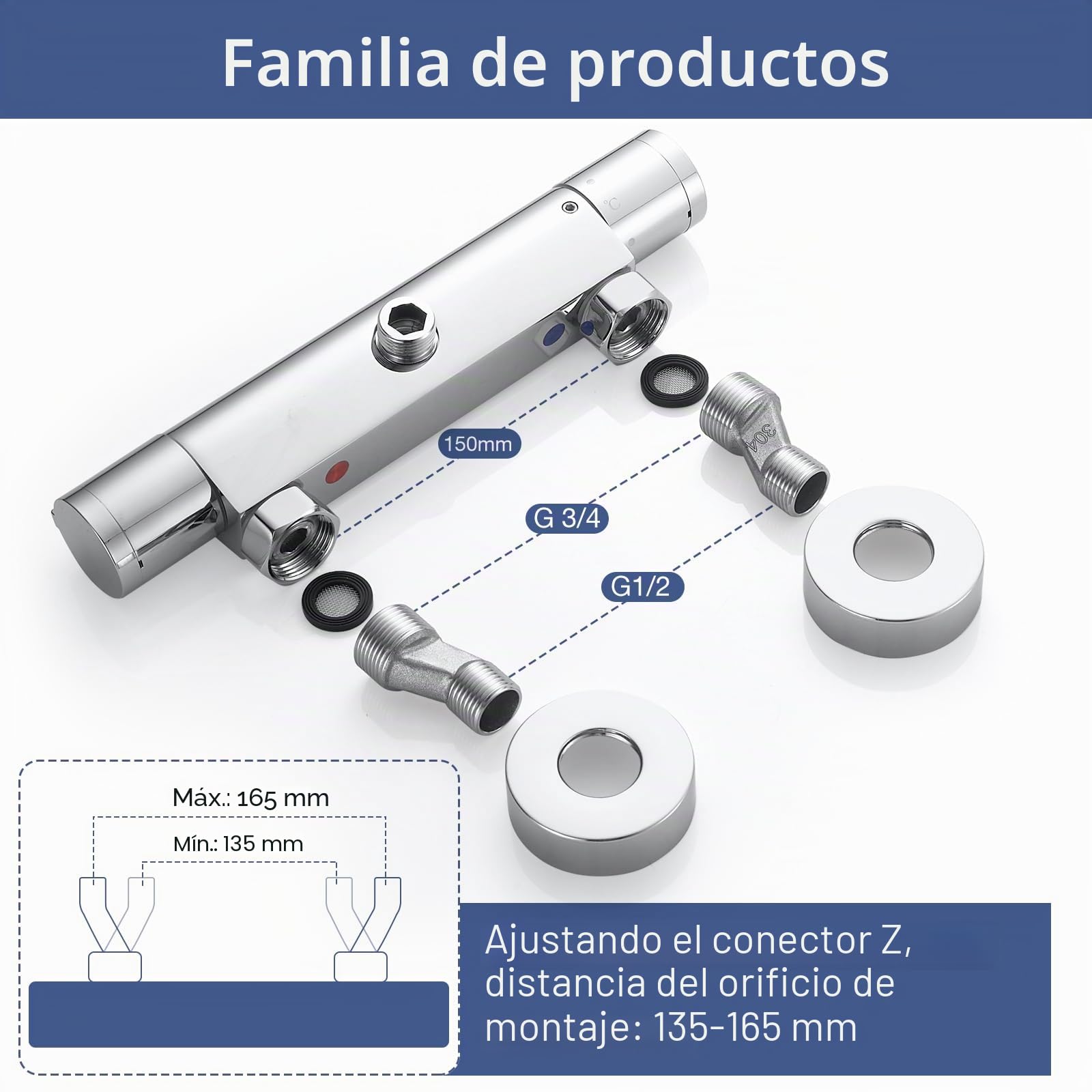 Grifo Ducha Termostatico, Bevankly Termostato Ducha con el Botón de Seguridad de 38 ℃, Grifo Ducha Termostatico de Latón Cromado | Termostato de ducha, grifo de ducha, cromo, latón, grifos de ducha con tope de seguridad de 38 °C