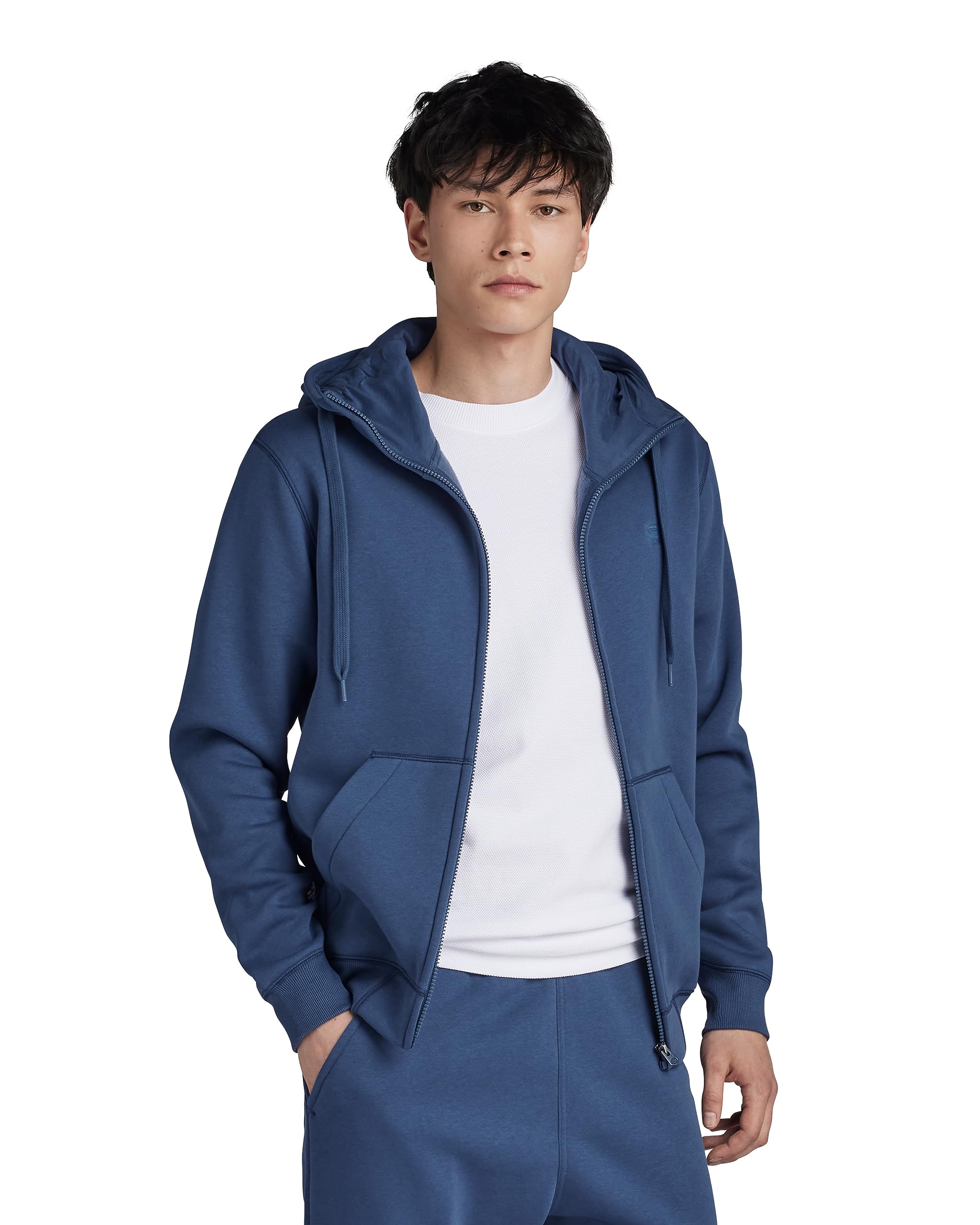 G-Star Men's Bleu Zip-Up Hoodie Premium Core
