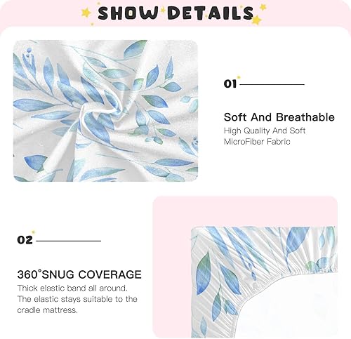 Miniatura 5 de Kigai Fitted Crib Sheet for Boys & Girls Blue Branch Soft Breathable Unisex Baby Sheets for Standard Crib and Toddler Mattresses 39 x 27 in