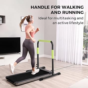 Adjustable Walking Pad Handle Bar for 24.4'' Wide Treadmills Green | Tool-free install, non-slip base, max height 43.3, stable support for walking pads.