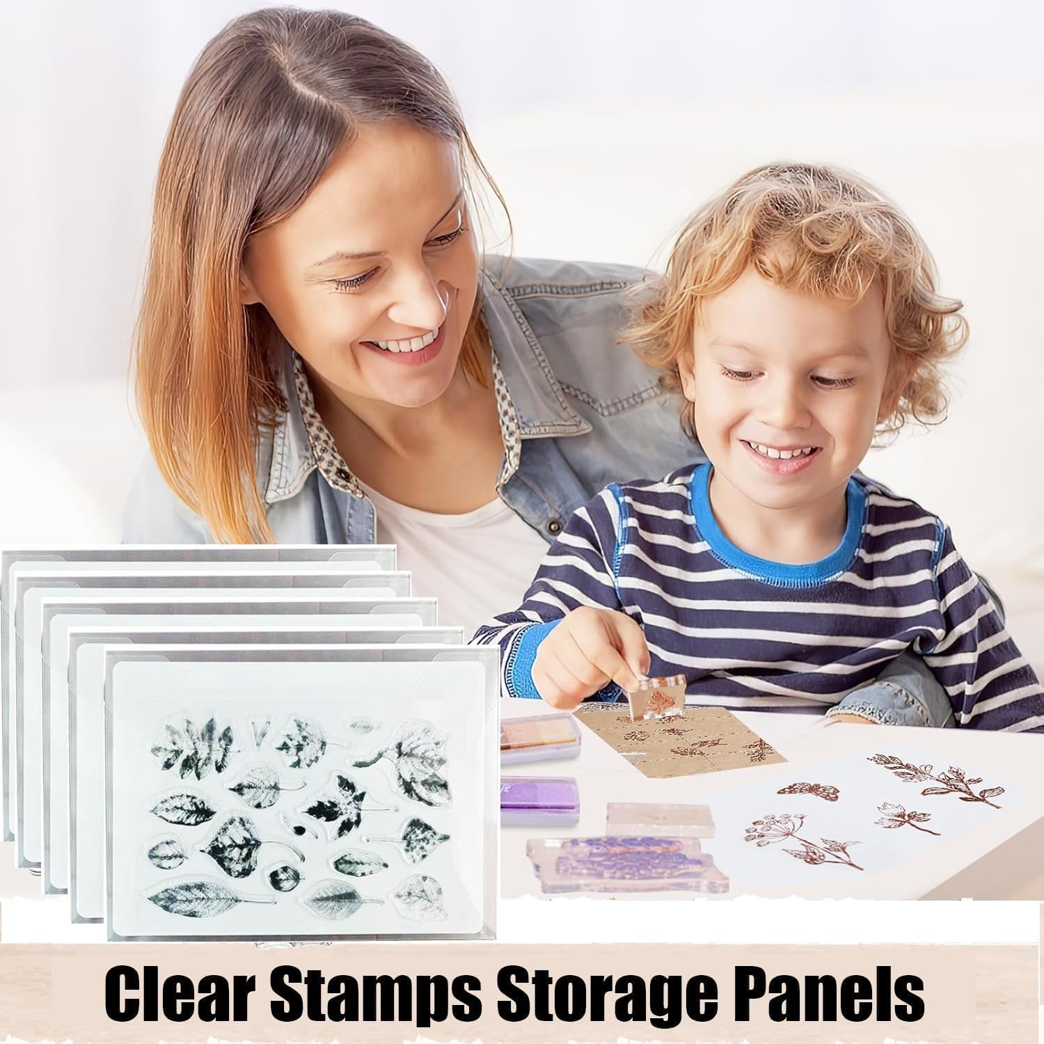 40 PCS Clear Stamps Storage Panels,Resealable Die Cut Storage Bag, White Plastic Stamps Organizer Panels, Clear Stamp Organizer Set for Die Cutting and Decorative