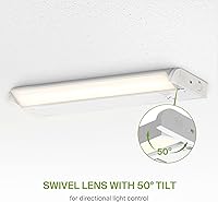 Vista 4 de ASD Iluminación LED giratoria para debajo del gabinete, 18 pulgadas, 8 W, cableado o enchufable, 2700 K/3000 K/4000 K, interruptor de alta/bajo