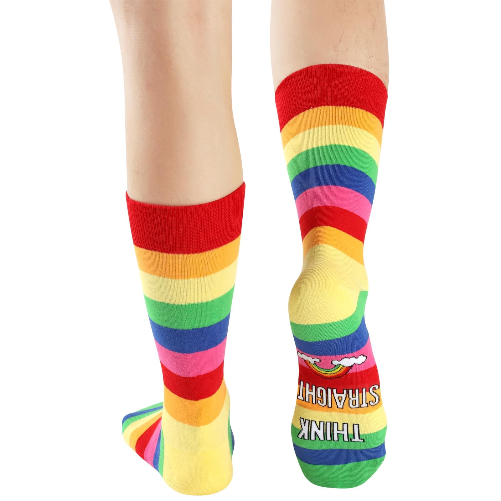 BISOUSOX Calzini Arcobaleno Calze Uomo Fantasia Calzini Colorati da Uomo a Righe Calzini Divertenti Calze Donna Cotone Calzini Pride per Gay Fifts (40-46, 1Pair-LGBTQRainbow)