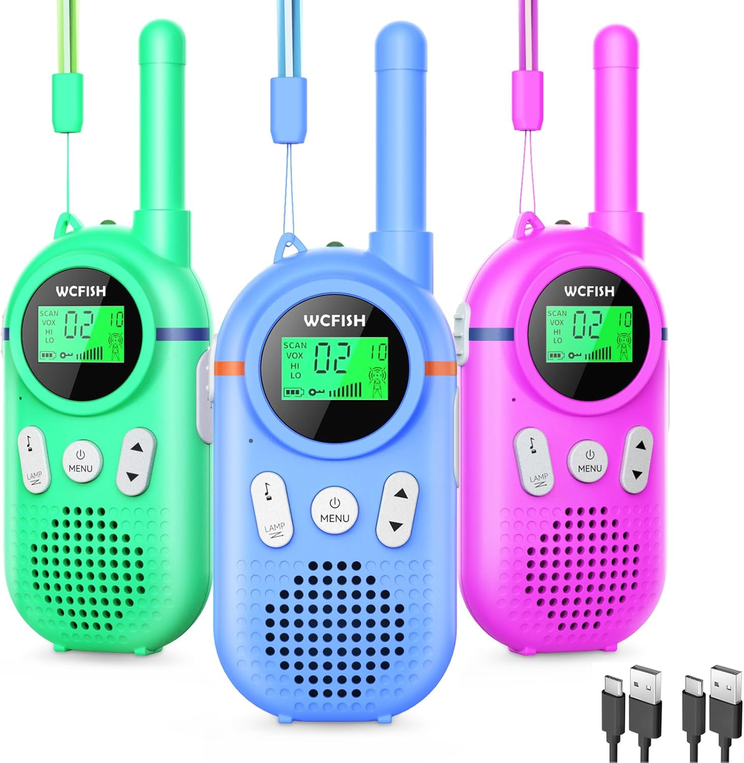 Walkie Talkies for Kids Rechargeable 2 Pack, Providing 48hrs Working Time and Long Range of 3KMs, Best Gift for Kids Aged 3-12 Years